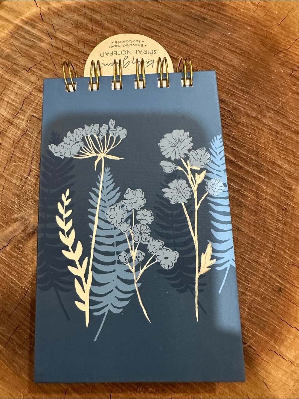 Punch Studio Navy and Gold Botanical Spiral Notepad